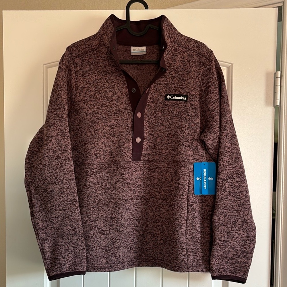 Columbia Maroon Button-Up Sweater